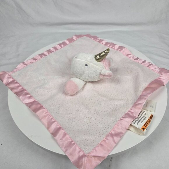 CLOUD ISLAND Unicorn Plush Baby Pink Sparkle Satin Trim Security Blanket Lovey - Picture 2 of 6